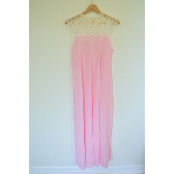 Vintage Nylon Lace Neckline Slip Dress Size Small - Picture 9 of 10